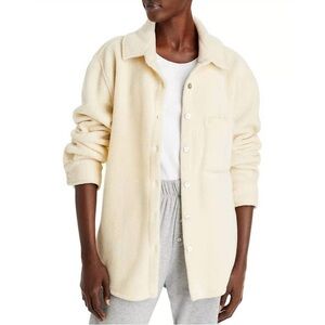 NEW DONNI. polar fleece shirt jacket in creme